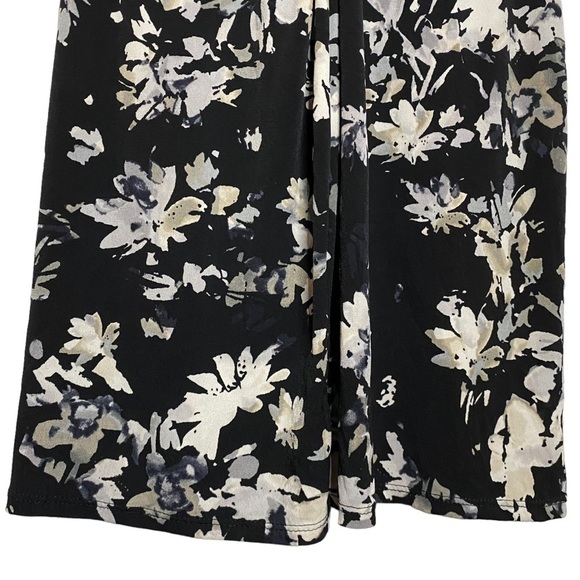 Daisy Fuentes Petites Mini Dress Empire Waist A-Line Floral Black White SP PS - Picture 5 of 15